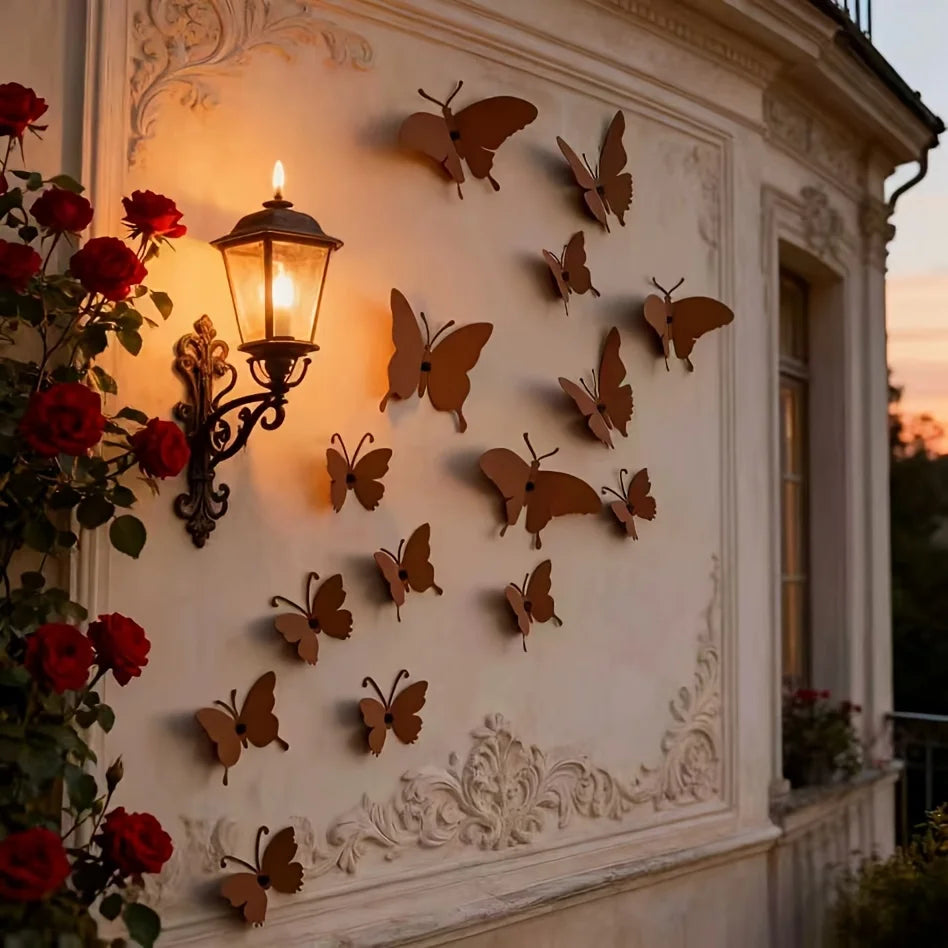 15 butterfly wall decorations, outdoor garden decorative wall stickers, decorative decals, background wall decorations.