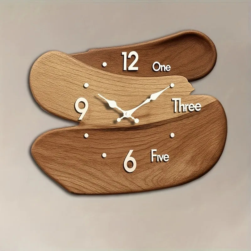 1pcs Wooden Wall Clock Home Living Room Decor Background Wall Decorative Clock Creative Wall-Mounted Clock for Home Decoration