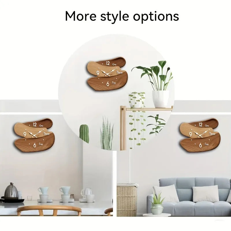 1pcs Wooden Wall Clock Home Living Room Decor Background Wall Decorative Clock Creative Wall-Mounted Clock for Home Decoration