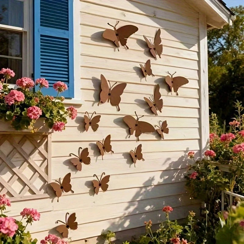 15 butterfly wall decorations, outdoor garden decorative wall stickers, decorative decals, background wall decorations.